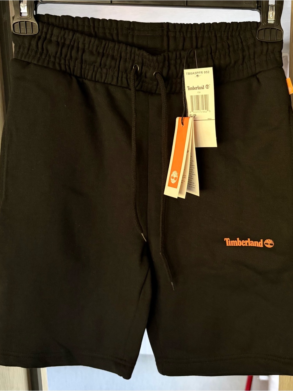 Timberland Black Sweatshorts with Orange Logo